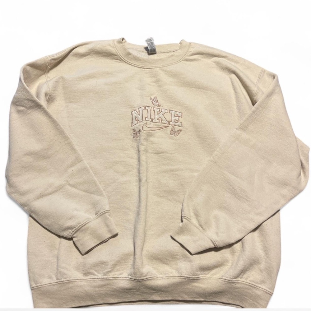 Gildan Cream Crewneck Jacket with Ribbed Cuffs
